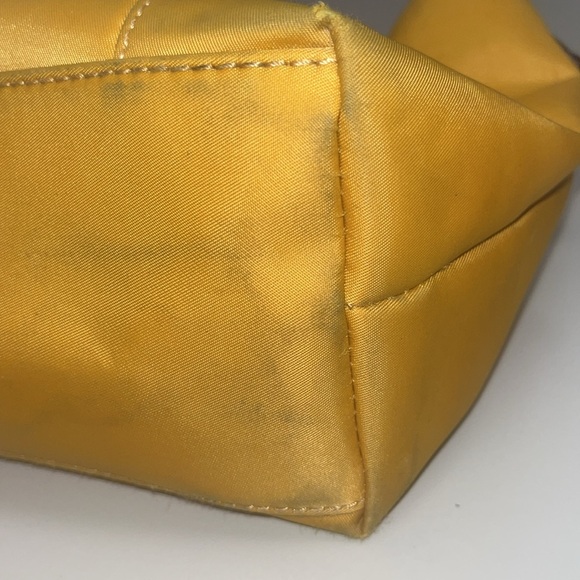 Hexagona Yellow nylon Satchel with brown Leather Trim preowned - Picture 3 of 14